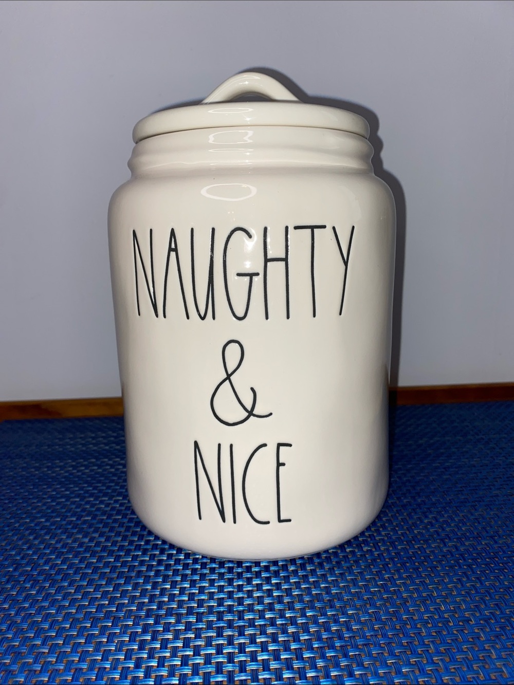 NWT Rae Dunn Naughty & Nice Christmas canister
